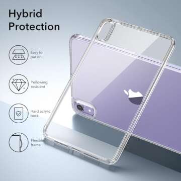 ESR for iPad Mini 7 A17 Pro Case, iPad Mini 7th/6th Generation Case (2024/2021), Slim and Light, Shock and Drop Protection, Yellowing Resistant, Hard Back, Supports Pencil Pro & Pencil(USB-C), Clear