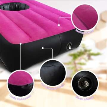 Cwsk Upgraded BBL Bed Mattress-Thickened Material Post Surgery Supplies Inflatable Chair with Hole After Surgery Recovery Flocked Top Brazilian Butt Lift Pillow with Air Pump for Sitting Sleeping