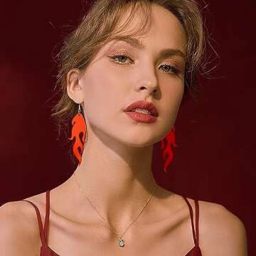 Transparent Acrylic Flame Dangle Drop Earrings Dainty Multicolor Neon Flames Hook Earrings Punk Rock...