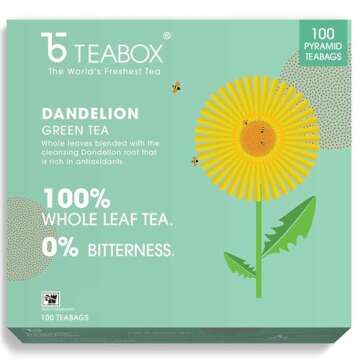 Teabox Premium Organic Green Tea With Dandelion Roots | 100% Whole Leaf Green Tea Leaves | 0% Bitter...