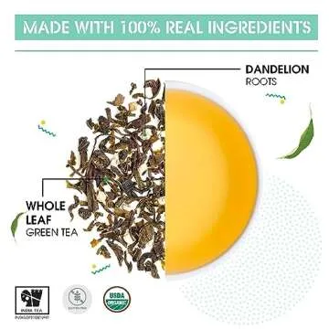 Teabox Premium Organic Green Tea With Dandelion Roots | 100% Whole Leaf Green Tea Leaves | 0% Bitterness | USDA ORGANIC | 100 Tea Bags