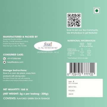 Teabox Premium Organic Green Tea With Dandelion Roots | 100% Whole Leaf Green Tea Leaves | 0% Bitterness | USDA ORGANIC | 100 Tea Bags