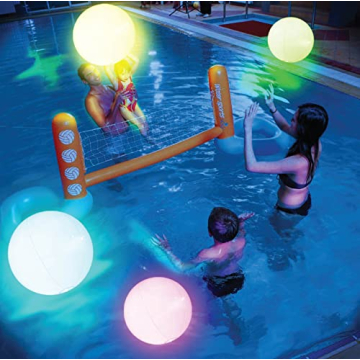 FLAMDYNO Pool Toys - 4 Pack Light Up Beach Balls for Kids w/ 8 Light Modes, Pool Beach Games Balls f...