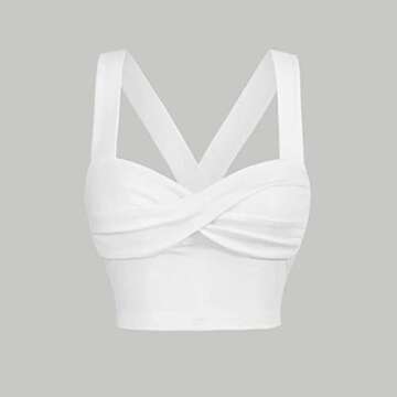 GORGLITTER Women's Twist Front Sleeveless Cami Crop Top Strappy Slim Fit Tank Top White Small