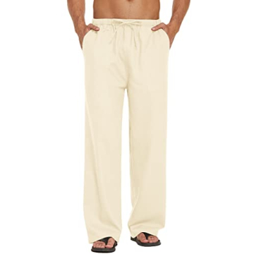 COOFANDY Men's Lightweight Linen Summer Pants