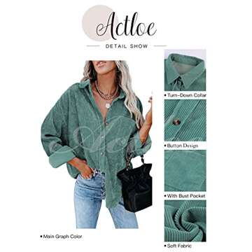 Actloe Corduroy Shacket Jacket for Women - Stylish Fall Essential