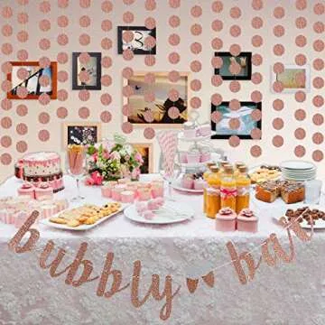 Rose Gold Glitter Bubbly Bar Banner for Celebrations