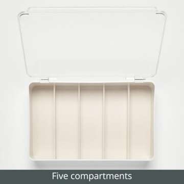 mDesign Plastic Stackable Eyeglass Case Storage Organizer, Hinged Lid for Unisex Sunglasses, Reading Glasses, Fashion Eye Wear, Protective Glasses, 5 Sections, Ligne Collection - 2 Pack - Cream/Clear