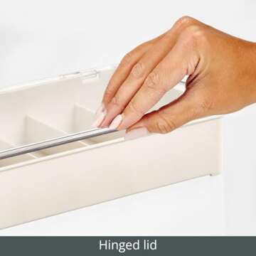 mDesign Plastic Stackable Eyeglass Case Storage Organizer, Hinged Lid for Unisex Sunglasses, Reading Glasses, Fashion Eye Wear, Protective Glasses, 5 Sections, Ligne Collection - 2 Pack - Cream/Clear