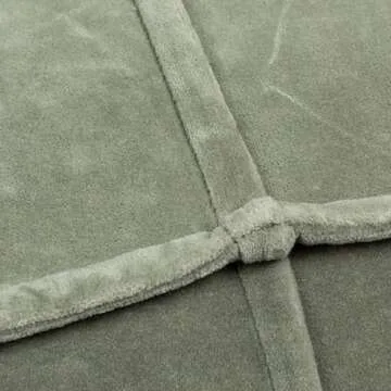 Creative Co-Op Square Cotton Velvet Pouf with Piped Detail, Sage Green