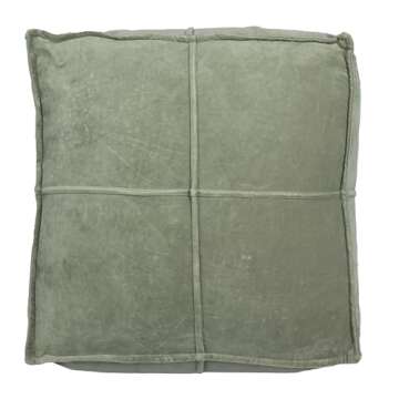 Creative Co-Op Square Cotton Velvet Pouf with Piped Detail, Sage Green