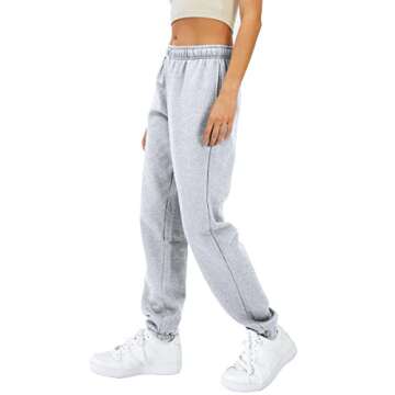 EFAN Sweatpants Women Baggy High Waisted Sweat Pants Fall Clothes Casual Joggers Y2k Aesthetic Warm Trousers with Pockets 2024 Grey M