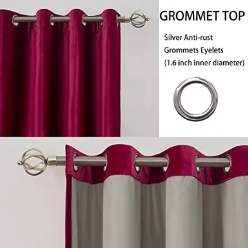 BULBUL Velvet Blackout Curtains 100% Ruby Red 108" Long