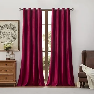 BULBUL Velvet Blackout Curtains 100% Ruby Red 108" Long