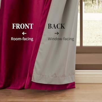 BULBUL Velvet Blackout Curtains 100% Ruby Red 108" Long
