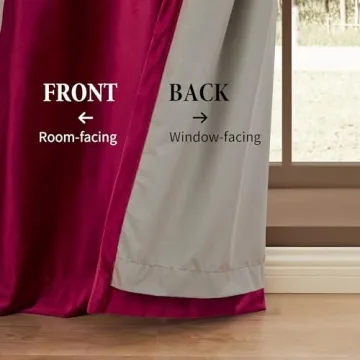 BULBUL Velvet Blackout Curtains 100% Ruby Red 108" Long