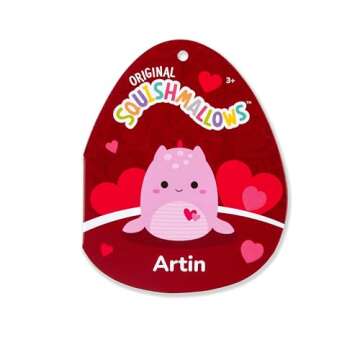 Squishmallows Original 12in Artin The Pink Loch Ness Monster with Hearts – Official Jazwares Valentine Plush (Medium)