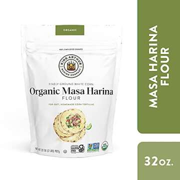 King Arthur Organic Masa Harina: Premium Corn Flour for Authentic Tortillas & Tamales - Non-GMO, Gluten-Free, Finely Ground White Corn Meal - American-Grown, Traditional Process - 2 lbs