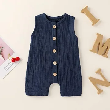 Cecobora Infant Boys Girls Cotton Linen Romper for Summer