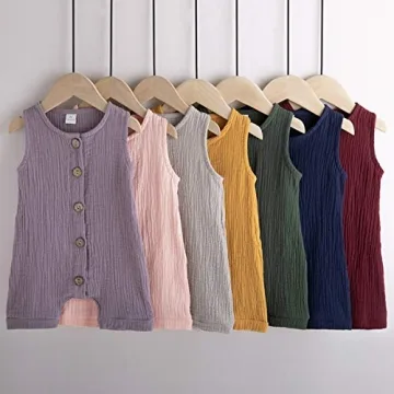 Cecobora Infant Boys Girls Cotton Linen Romper for Summer