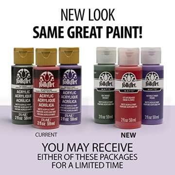 FolkArt Assorted Acrylic Craft Paints, Crystal Blue 2 fl oz Classic Matte Acrylic Paint For Easy To ...