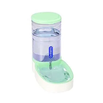Octhems Automatic pet Water Dispenser Automatic cat Water Gravity Dog Water 1 Gallon Double Bowl Design, Suitable for Small and Medium-Sized Dogs and Cats (Green -Water)