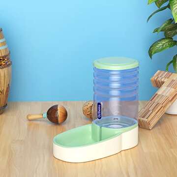 Octhems Automatic pet Water Dispenser Automatic cat Water Gravity Dog Water 1 Gallon Double Bowl Design, Suitable for Small and Medium-Sized Dogs and Cats (Green -Water)
