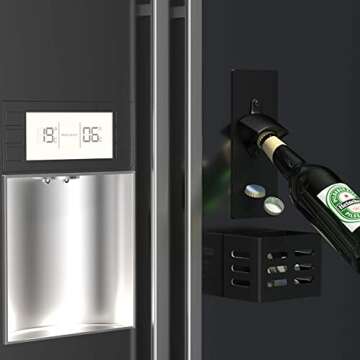 weallbuy Magnetic Bottle Opener with Cap Catcher,Removable Wall Mounted Beer Bottle Opener for Kitchen Fridge,Beer Gifts for Men (black)