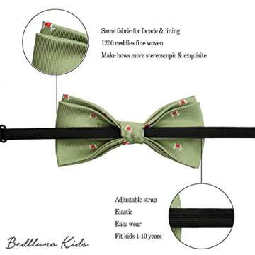 BELLUNO Boys Bow Ties, Pre-tied Bow-Ties Adjustable for Kids, Children, Toddler BowTies, 8-Pack