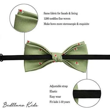 BELLUNO Boys Bow Ties, Pre-tied Bow-Ties Adjustable for Kids, Children, Toddler BowTies, 8-Pack