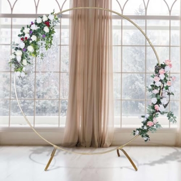 Stunning 7.5 Ft Round Gold Metal Wedding Arch