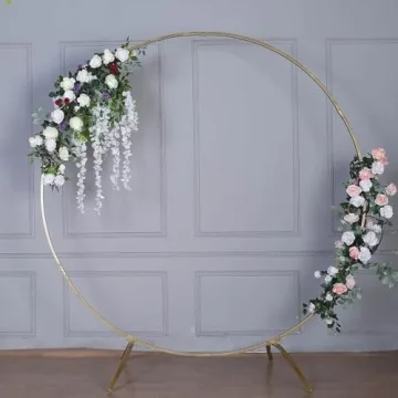 Stunning 7.5 Ft Round Gold Metal Wedding Arch
