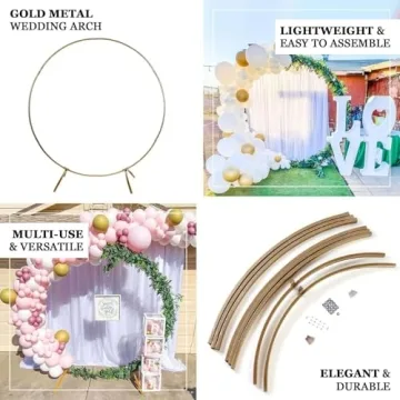 Stunning 7.5 Ft Round Gold Metal Wedding Arch