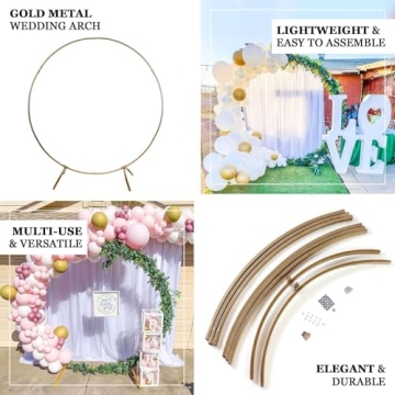 Stunning 7.5 Ft Round Gold Metal Wedding Arch