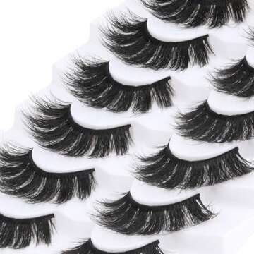 Losha False Lashes Super Fluffy Faux Mink Eyelashes Dramatic Long and Full Fake Eyelashes 7 Pairs Pack Volume Lashes