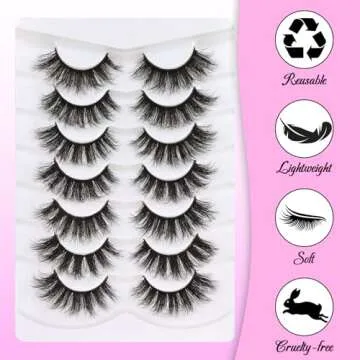 Losha False Lashes Super Fluffy Faux Mink Eyelashes Dramatic Long and Full Fake Eyelashes 7 Pairs Pack Volume Lashes