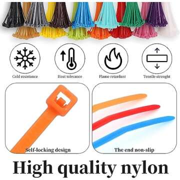 1200 Multi-Purpose Zip Ties - Strong and Colorful Cables