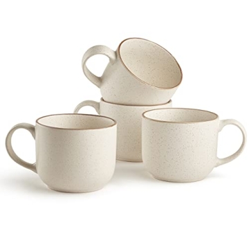 Maison Neuve Riverside Collection 4-Piece Mug Set - Hand Crafted Ceramic Stoneware Mug Set, Modern D...