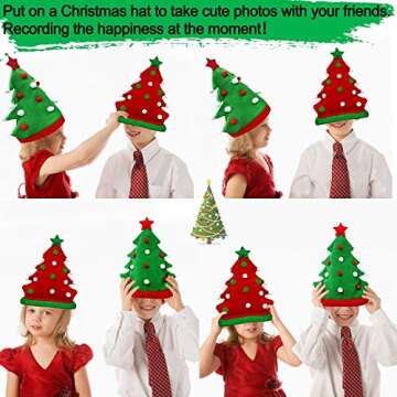 TURNMEON 2 Pack Christmas Tree Hats Plush Red Green Santa Hats Christmas Tree Ball Cap Xmas Ugly Sweater Theme Party Funny Decorations