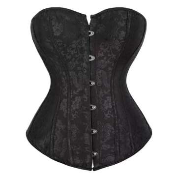 Corset Dresses with Skirts Set Top Bustiers Women's Lingerie Princess Gothic Vintage Burlesque Halloween Black L