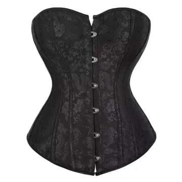 Corset Dresses with Skirts Set Top Bustiers Women's Lingerie Princess Gothic Vintage Burlesque Halloween Black L