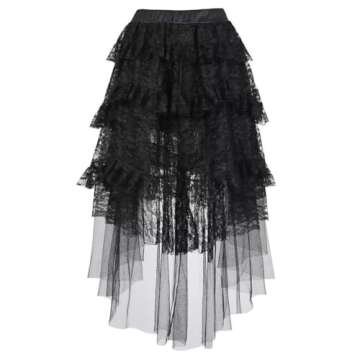 Corset Dresses with Skirts Set Top Bustiers Women's Lingerie Princess Gothic Vintage Burlesque Halloween Black L