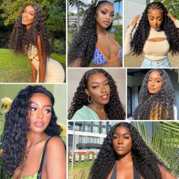 Tuneful 13x6 Deep Wave Lace Front Wigs Human Hair Pre Plucked 220% Density Deep Curly Lace Frontal Wigs Human Hair HD Lace 26 Inch Human Hair Wig for Black Women Natural Color