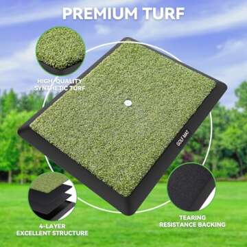 Jspotib Golf Mat Artificial Turf, Golf Mats Practice Indoor and Outdoor, Golf Training Hitting Chipping Mat for Swing Path Feedback,Golf Gifts for Men with 3 Replaceable Golf Mat 16"x12"