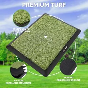 Jspotib Golf Mat Artificial Turf, Golf Mats Practice Indoor and Outdoor, Golf Training Hitting Chipping Mat for Swing Path Feedback,Golf Gifts for Men with 3 Replaceable Golf Mat 16"x12"