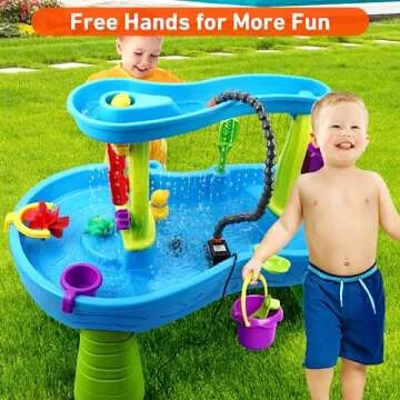 Water Table Pump, Kids Water Pump for Water Table Non-Stop Fun Summer Outdoor Water Table Toys Outside Water Play Table Accessories for Toddlers Kids