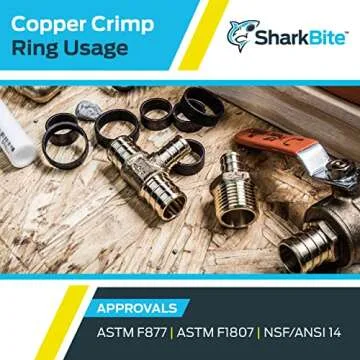 SharkBite 1/2 Inch Copper Crimp Rings, Pack of 100, PEX Pipe, PE-RT, 23102CP100