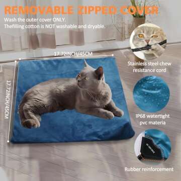 SHYLOME Medium Size Pet Heated Pad Electric Heating Pad for Dogs, Waterproof Dog Cat Heated Bed Pad, Adjustable Warming Mat with 6 Temperature & 4 Timers Set Auto Off Anti-Chew Cord (M-18"x18")