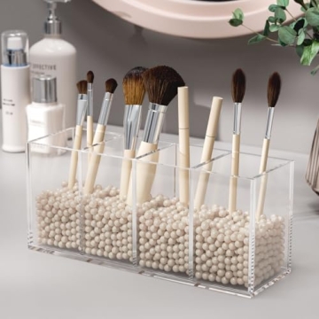 NIUBEE Acrylic Pen Holder 4 Compartments for Organizing Desktop