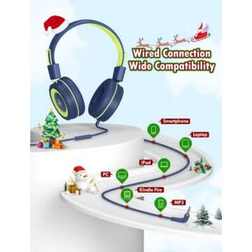 VotYoung Kids Headphones with Microphone for Kids, 2 Pack Kids Headphones with Sharing Splitter, Wired Kids Headset with 91dB Volume Limit, On-Ear Stereo Headset for School/Tablet/Travel